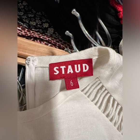 STAUD Cricket Dress with lattice detail, Linen, White, size 6, NWT - Picture 4 of 7